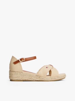 beige rope wedge heel sandals for girls tommy hilfiger