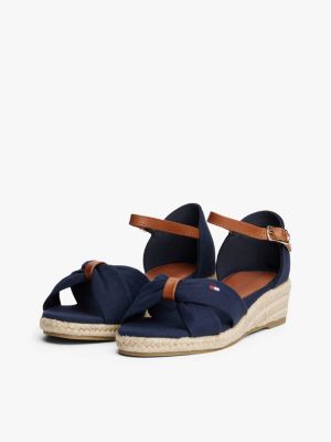 blue rope wedge heel sandals for girls tommy hilfiger