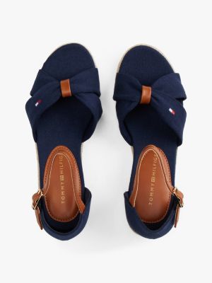 blue rope wedge heel sandals for girls tommy hilfiger