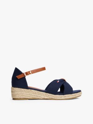 blue rope wedge heel sandals for girls tommy hilfiger