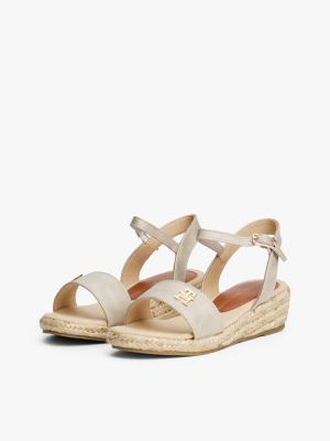 gold th monogram rope wedge sandals for girls tommy hilfiger