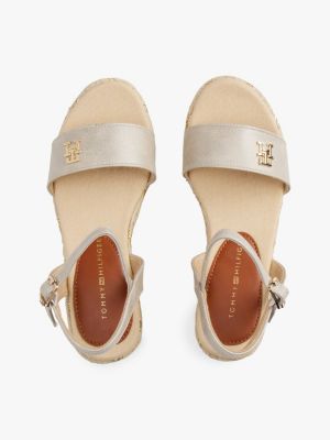 gold th monogram rope wedge sandals for girls tommy hilfiger