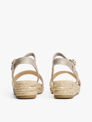 gold th monogram rope wedge sandals for girls tommy hilfiger