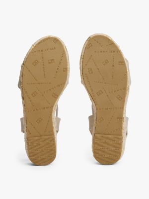 gold th monogram rope wedge sandals for girls tommy hilfiger