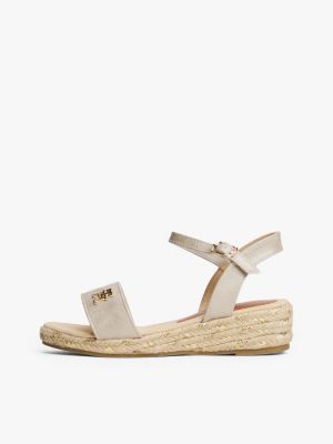 gold th monogram rope wedge sandals for girls tommy hilfiger