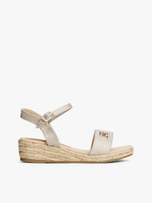 gold th monogram rope wedge sandals for girls tommy hilfiger