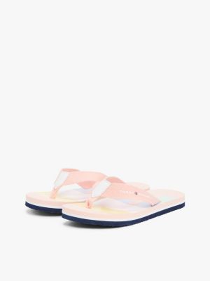 multi colour-blocked webbing flip-flops for girls tommy hilfiger