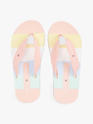 multi colour-blocked webbing flip-flops for girls tommy hilfiger