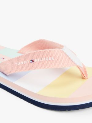 multi colour-blocked webbing flip-flops for girls tommy hilfiger