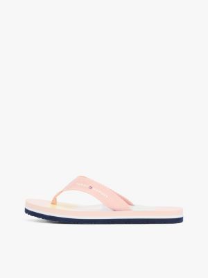 multi colour-blocked webbing flip-flops for girls tommy hilfiger