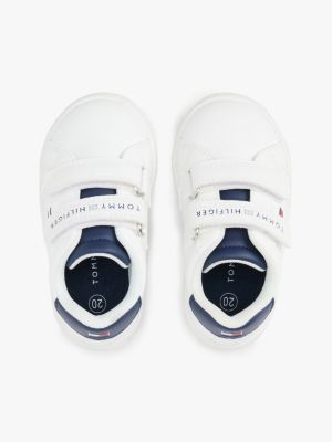 white colour-pop hook and loop trainers for kids gender inclusive tommy hilfiger