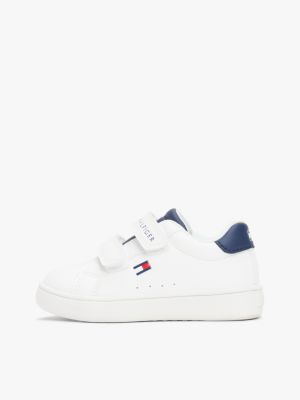 white colour-pop hook and loop trainers for kids gender inclusive tommy hilfiger