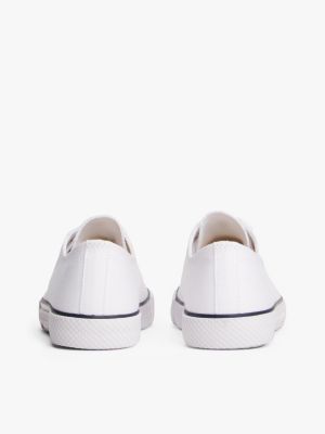 white canvas logo trainers for kids gender inclusive tommy hilfiger