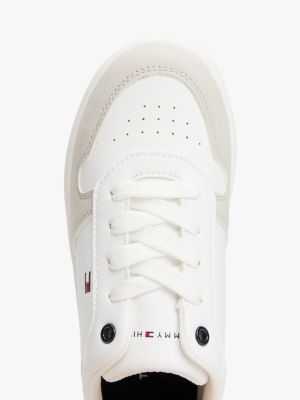 sneakers con mix di texture e bandierina grigio da gender-inclusive bambini tommy hilfiger