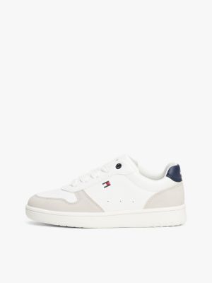 grijs sneaker met vlag en gemengde texturen voor kinderen gender inclusive - tommy hilfiger