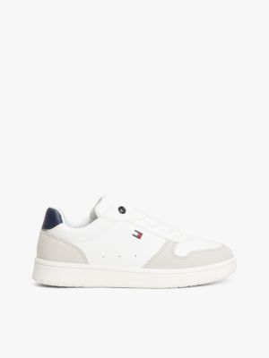 zapatillas con logo y mezcla de texturas grey de diseño inclusivo infantil tommy hilfiger