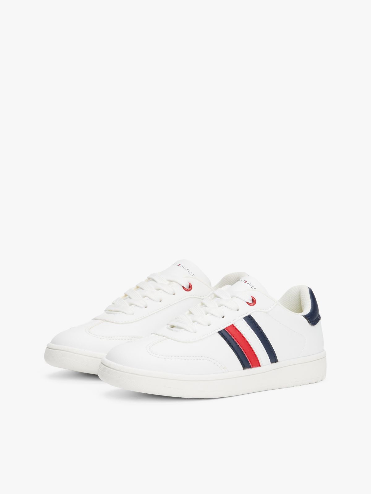 Flag Contrast Heel Trainers — White