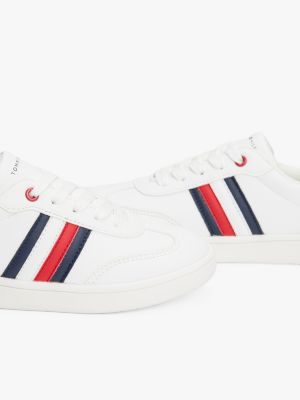 wit sneaker met vlag en contrasterende hiel voor kinderen gender inclusive - tommy hilfiger