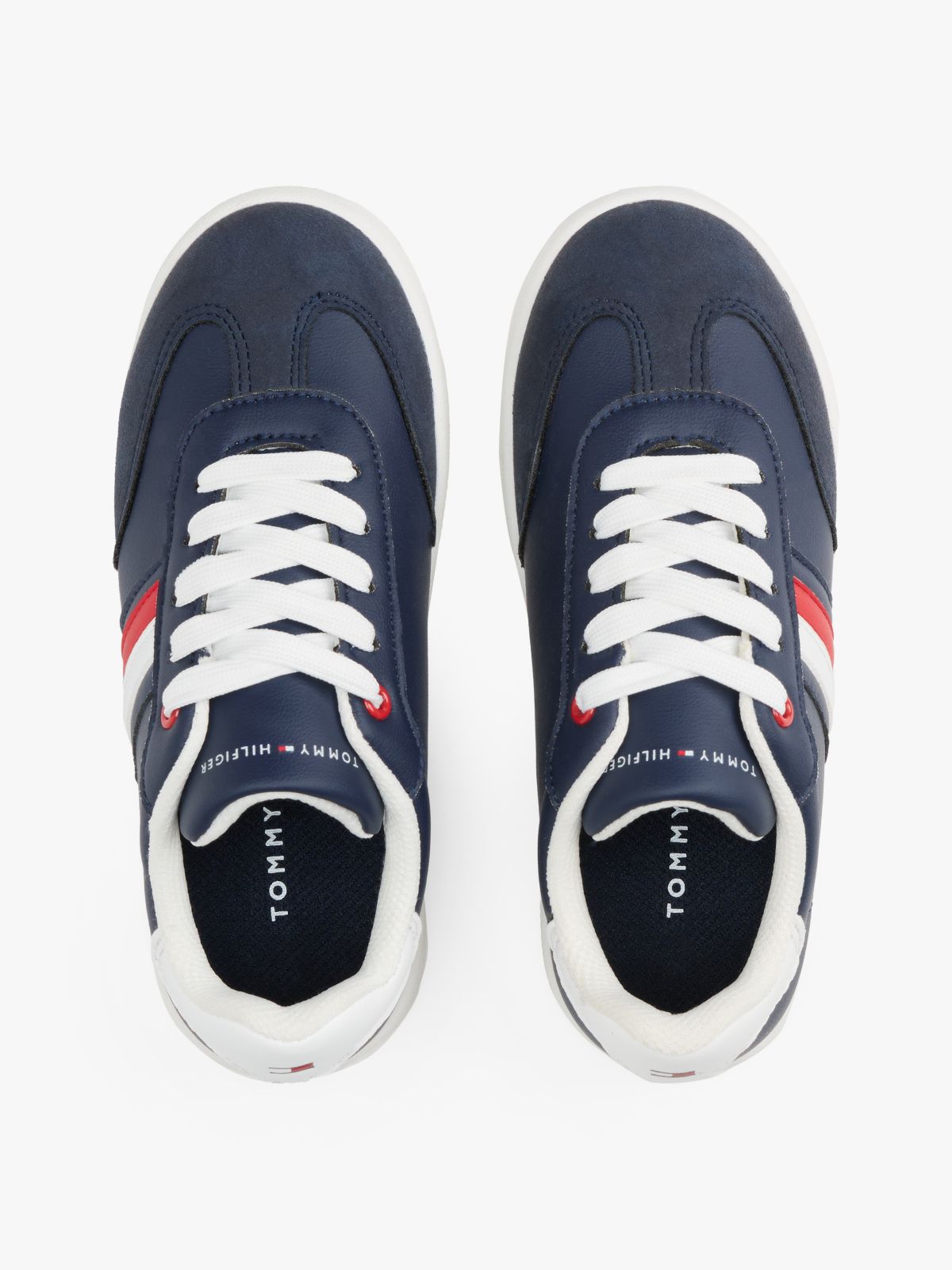 Flag Mixed Texture Trainers — Blue