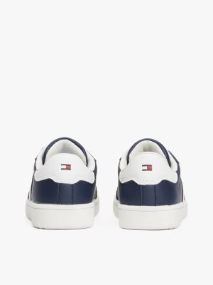 blauw sneaker met vlag en gemengde texturen voor kinderen gender inclusive - tommy hilfiger