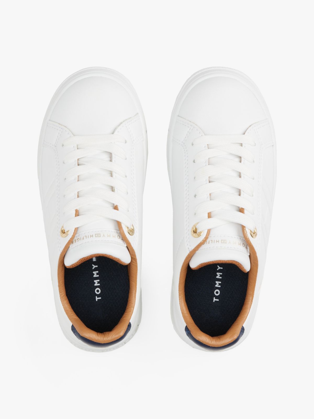 Fine Cleat Lace-Up Trainers — White