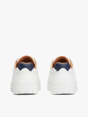 white fine cleat lace-up trainers for kids gender inclusive tommy hilfiger