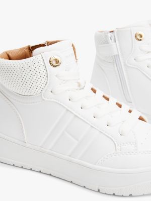 weiß high-top sneaker mit mesh-hinterriemen für gender-inclusive kinder - tommy hilfiger