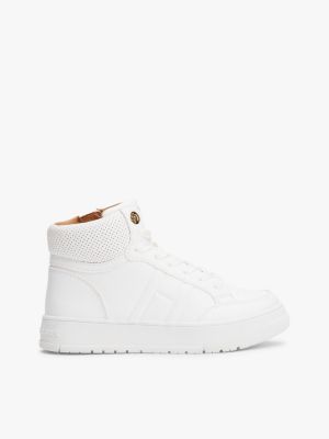 white hoge sneaker met mesh kraag voor kinderen gender inclusive - tommy hilfiger