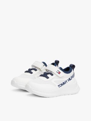 white logo mesh lace-up trainers for boys tommy hilfiger