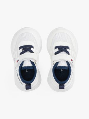 white logo mesh lace-up trainers for boys tommy hilfiger