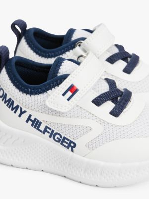 white logo mesh lace-up trainers for boys tommy hilfiger