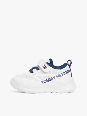 white logo mesh lace-up trainers for boys tommy hilfiger