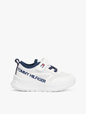 sneakers stringate a rete con logo white da bambini tommy hilfiger