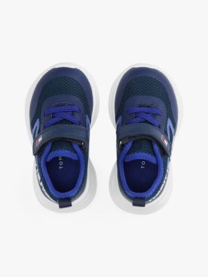 sneakers stringate a rete con logo blu da bambini tommy hilfiger