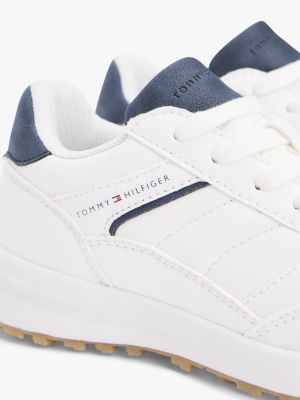 wit sneaker met logo en contrast voor kinderen gender inclusive - tommy hilfiger