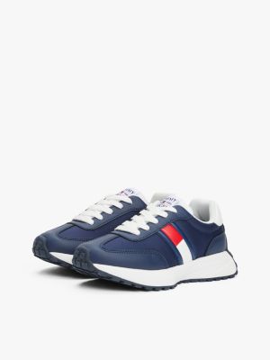 blauw vetersneaker met vlag voor kinderen gender inclusive - tommy hilfiger