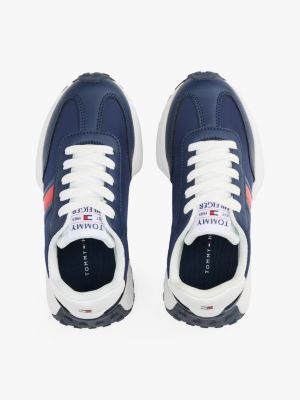 blauw vetersneaker met vlag voor kinderen gender inclusive - tommy hilfiger