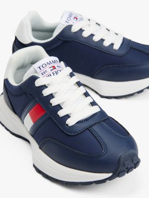 blauw vetersneaker met vlag voor kinderen gender inclusive - tommy hilfiger