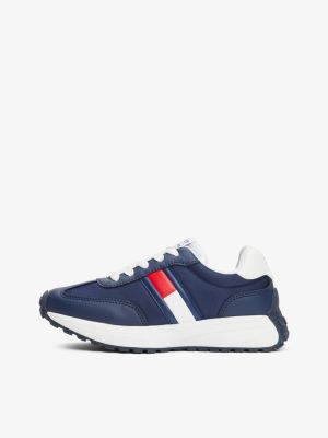 blauw vetersneaker met vlag voor kinderen gender inclusive - tommy hilfiger