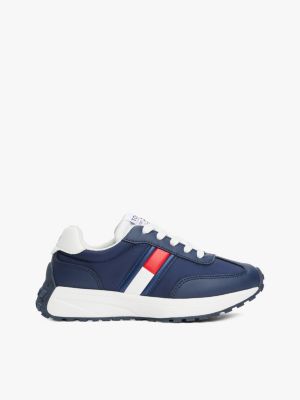 blue sznurowane buty sportowe z flagą dla dla dzieci i dla każdej płci - tommy hilfiger