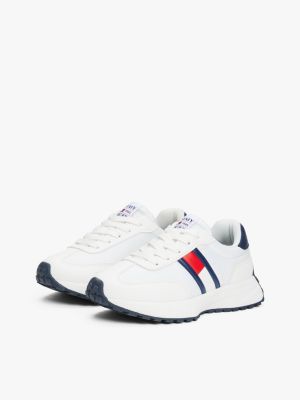 wit vetersneaker met vlag voor kinderen gender inclusive - tommy hilfiger