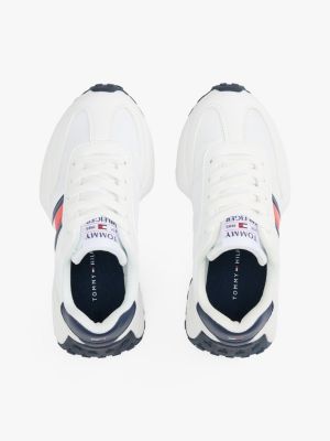 white flag lace-up trainers for kids gender inclusive tommy hilfiger