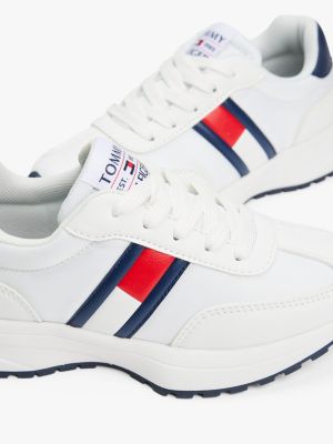 wit vetersneaker met vlag voor kinderen gender inclusive - tommy hilfiger