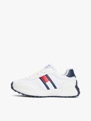 wit vetersneaker met vlag voor kinderen gender inclusive - tommy hilfiger