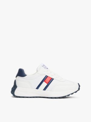 white flag lace-up trainers for kids gender inclusive tommy hilfiger