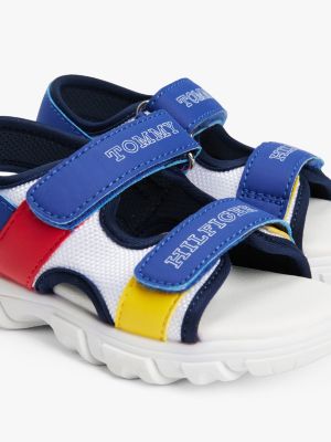 multi colour-blocked hook and loop sandals for boys tommy hilfiger