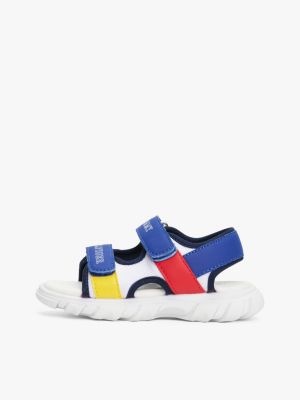 multi colour-blocked hook and loop sandals for boys tommy hilfiger