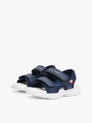 blue logo hook and loop sandals for boys tommy hilfiger