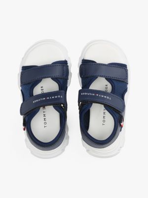 sandali con fascette a strappo e logo blu da bambini tommy hilfiger