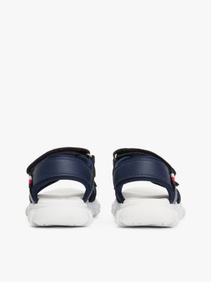 sandali con fascette a strappo e logo blu da bambini tommy hilfiger